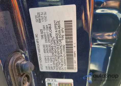 2020 Honda Cr-V Lx z USA, uszkodzony, nr VIN 5J6RW1H21LL005982